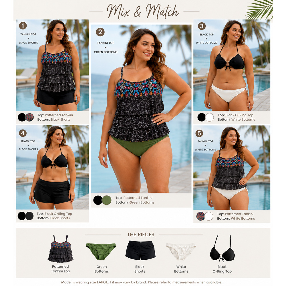 Shade & Shore Swim Bundle Bikini Tops Bottoms Cover Up Fit4U Womens L XL 14